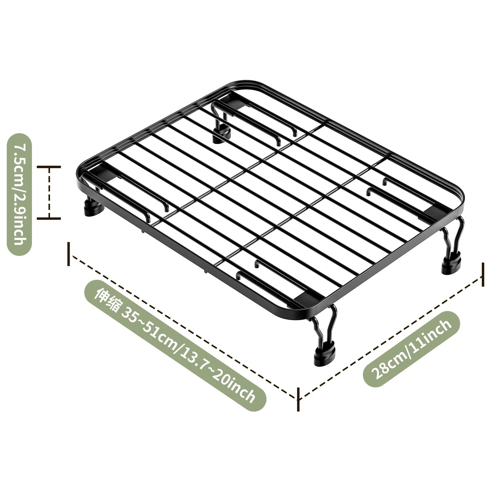 Kitchen Multifunctional Shelf Dish Drain Rack Fruit and Vegetable Dish Storage Grid Bidirectional Retractable Sink Drain Mat Oasis Select unidirectional