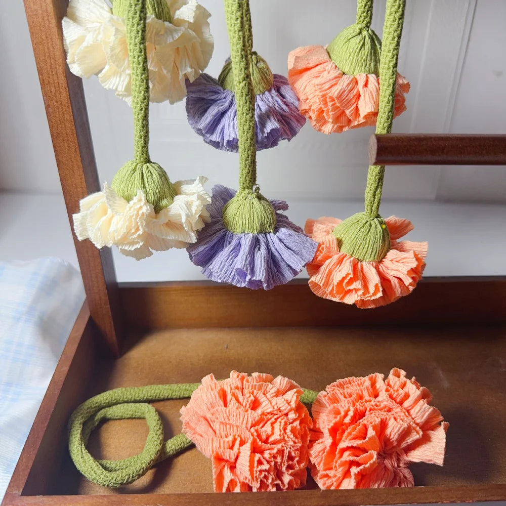 1pcs Carnation-Flower Curtain Tiebacks Rope No Drill Rope Curtain Holdbacks Rope for Home Office Shower Bedroom Decoration Oasis Select