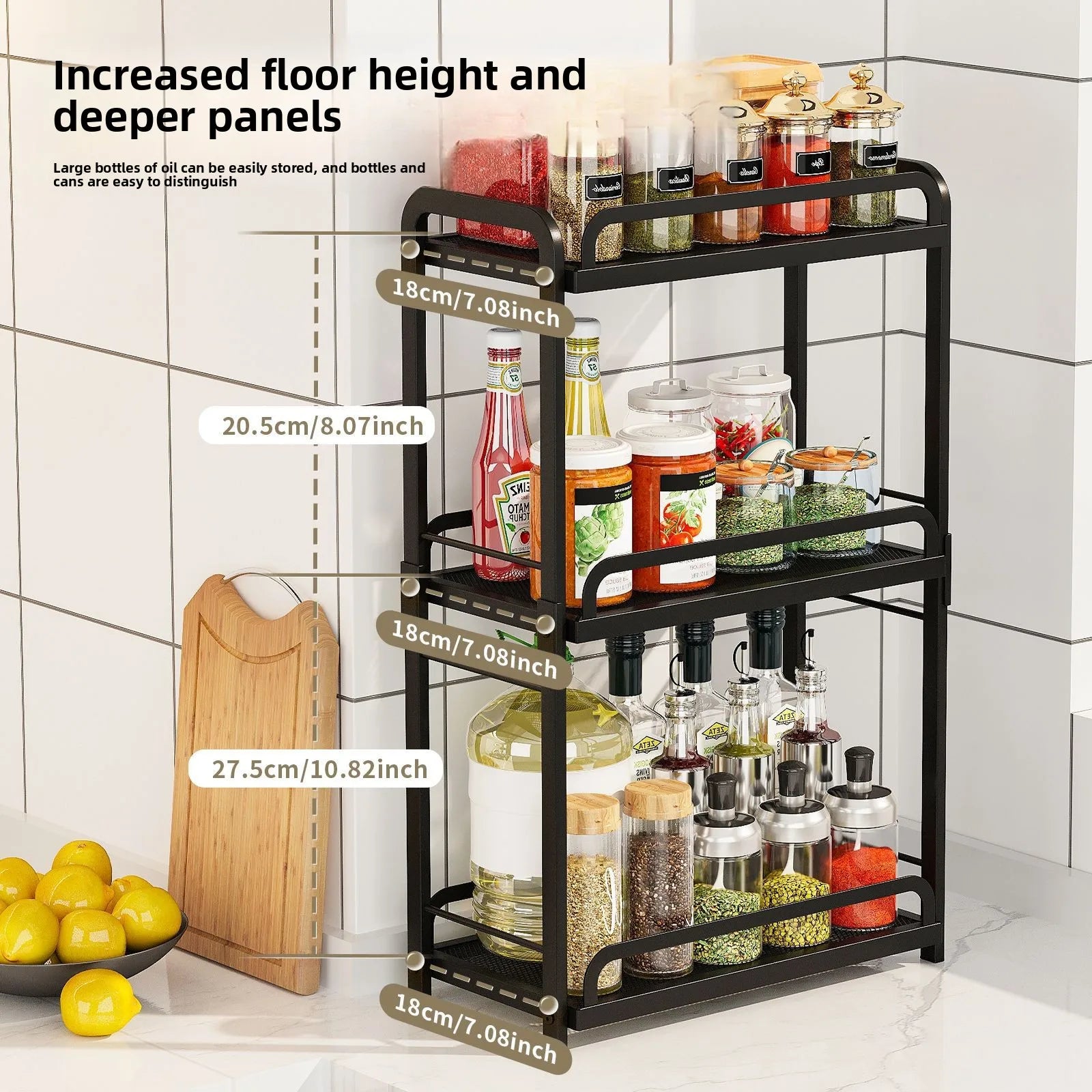 Kitchen Layered Shelf Floor Multifunctional Seasoning Rack Countertop Finishing Rack Multi-layer Seasoning Salt Tank Storage Oasis Select