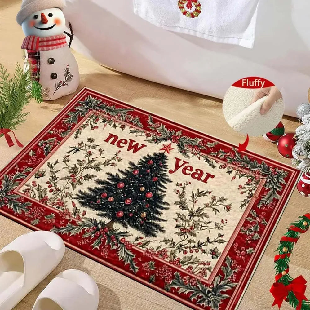 Water-absorbing Christmas Door Mat Santa Claus Design Christmas Decor Bathroom Mat Gingerbread Man Pattern Foot Mat Bathroom Use Oasis Select 11