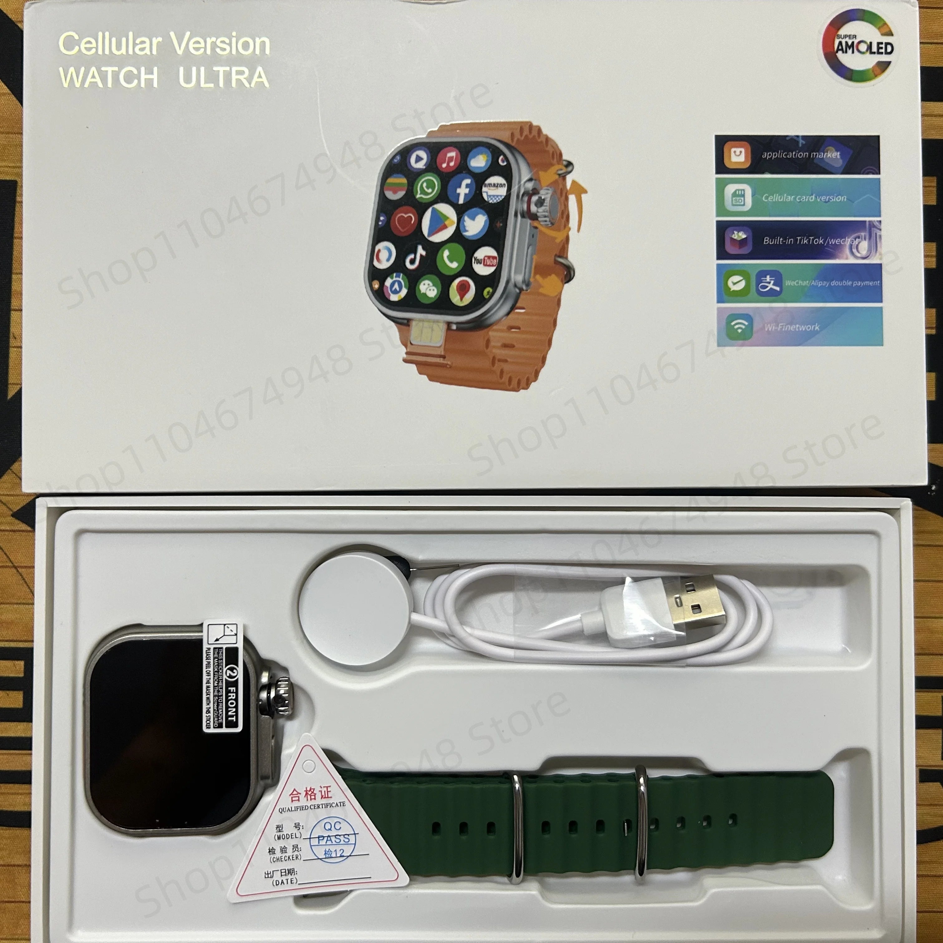 S10 Ultra CD12 Smartwatch Android 10.0 5G LTE Full Netcom Sim Card Rotary Camera GPS WIFI Touch encoder 4G Smart Watch Men Women Oasis Select Silver Green 32GB 256GB