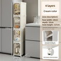 Household bathroom narrow seam storage cabinet, multifunctional foldable with wheels, dust-proof and crevice storage cabinet Oasis Select 4 layers-cream color