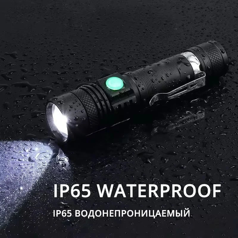 High Power Led Flashlights Zoomable Camping Torch With T6 LED Lamp Beads Waterproof 4 Lighting Modes Multi Function USB Charger Oasis Select