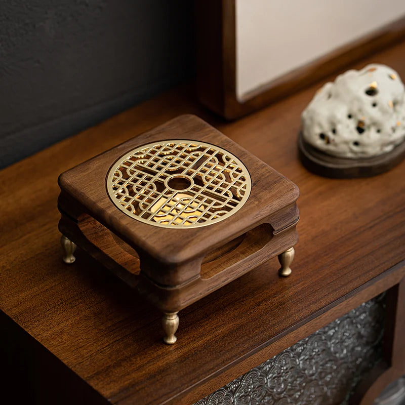 Walnut Tea Stove Light Luxury Modern Luxury Zen Style Insulation Base High-end and Exquisite Tea Ceremony Accessories Oasis Select