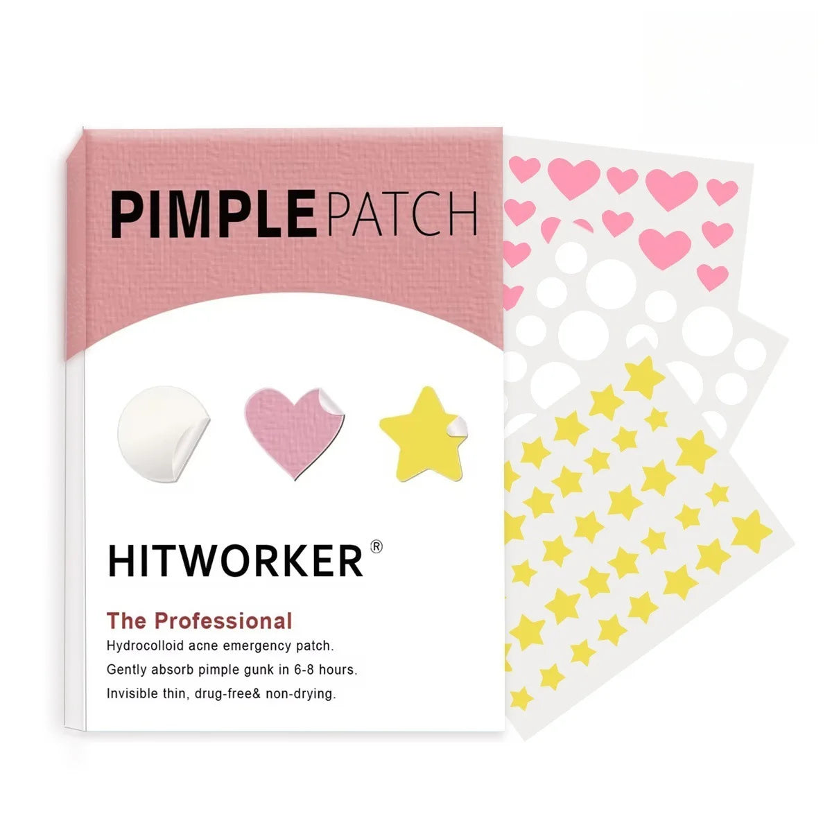 224/112pcs HITWORKER hydrocolloid acne patches effectively remove facial secretions and can be used day and night Oasis Select 112pcs