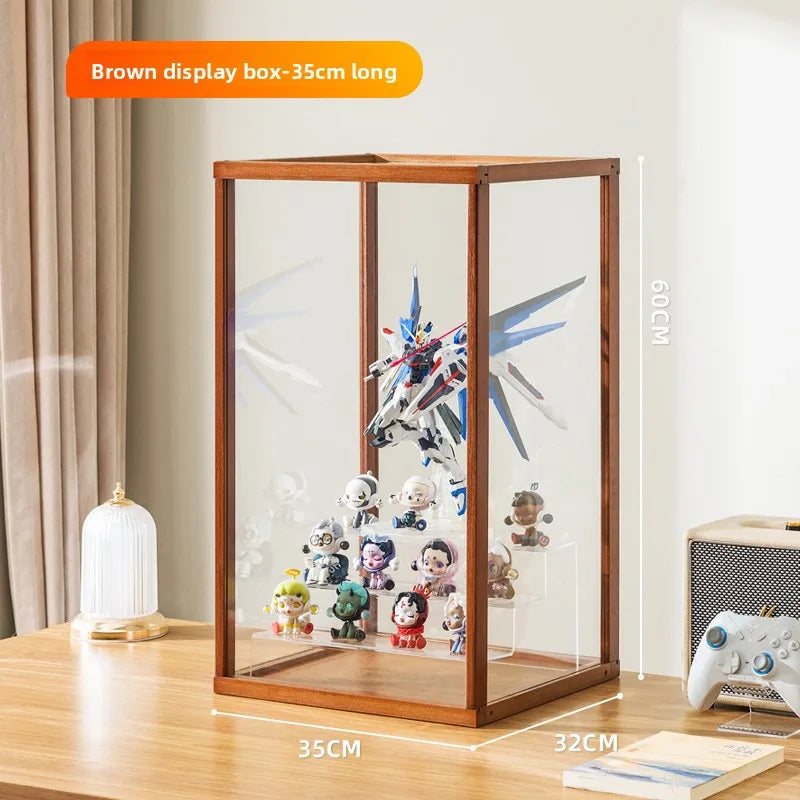 Figure Cabinet Wine Cabinet Toy Storage Rack Display Cabinet Household Sub-dustproof Transparent Cabinet Lego Display Cabinet Oasis Select Brown Large