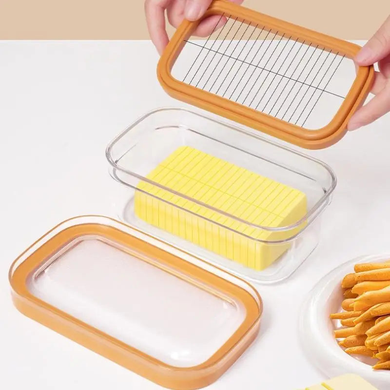 Premium Butter Dish Box Set with Cheese Slicer, Refrigerator Storage, Kitchen Knife, and Lid Oasis Select