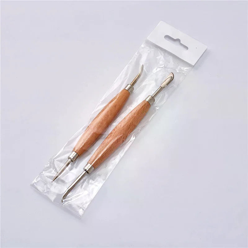 2pcs Leather Craft Tool Set Modeling Stylus Carving Tool Embossing Carving Blade Press Design Tool Oasis Select