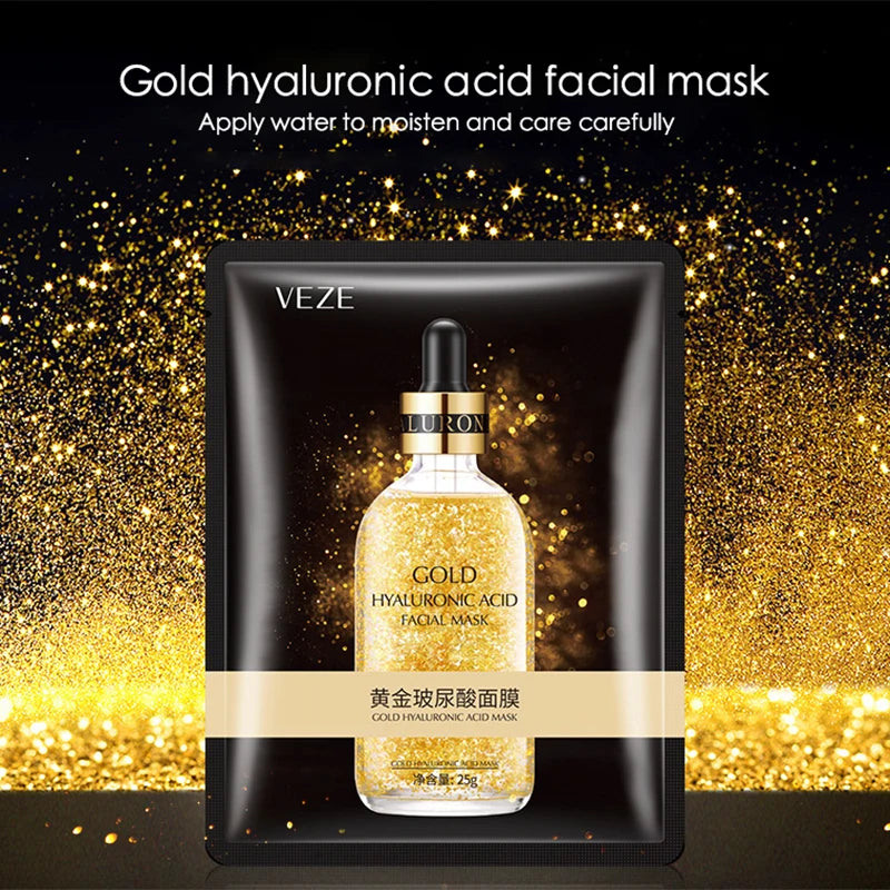 BIOAOUA 24K Gold Hyaluronic Acid Sheet Masks – 10 Pack Gold Sheet Mask Oasis Select
