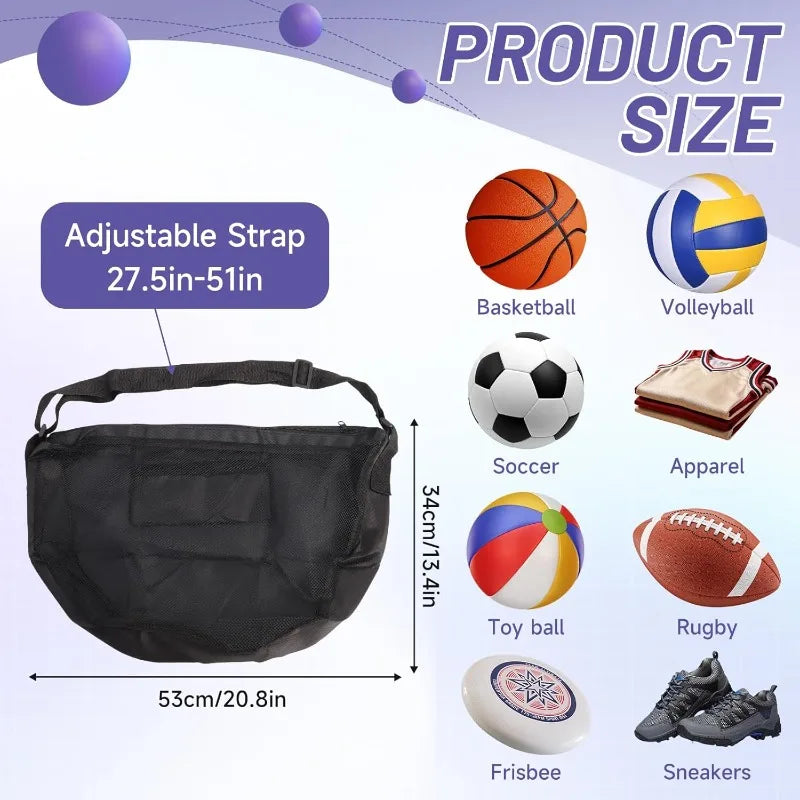 Anti-Tear Mesh Durable Single Ball Bag Fits Size 7 Basketball Soccer Volleyball Crossbody Carrier With Adjustable Strap & Zipper Oasis Select