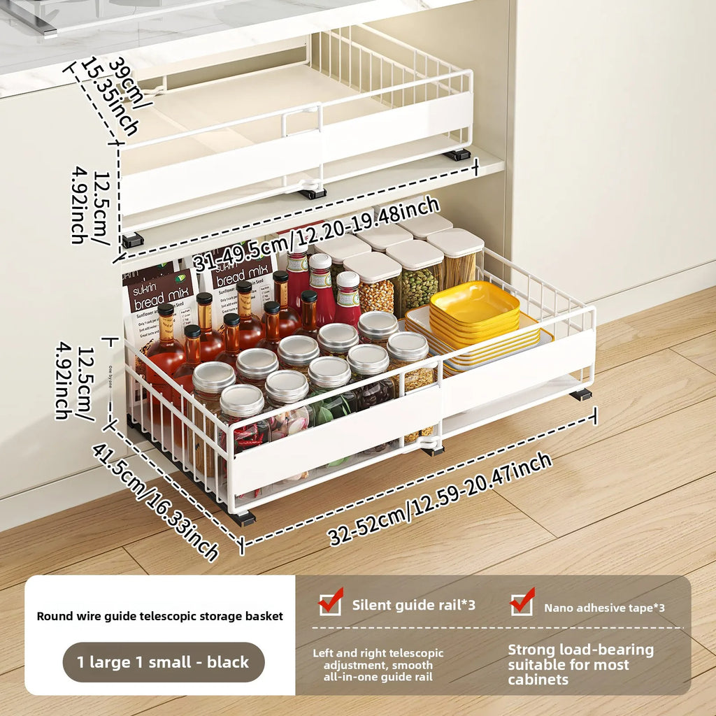Kitchen retractable storage rack No punching, drawer type, pots, seasonings, dishes, basket, sink, pull rack Oasis Select