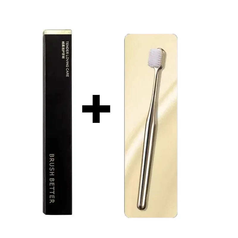 1/2/3/4pcs Advanced Luxury Adult Soft Bristle Manual Toothbrush Sensitive Gum Deep Cleaning Family Oral Care Travel Portable Oasis Select 1pcs Gold white