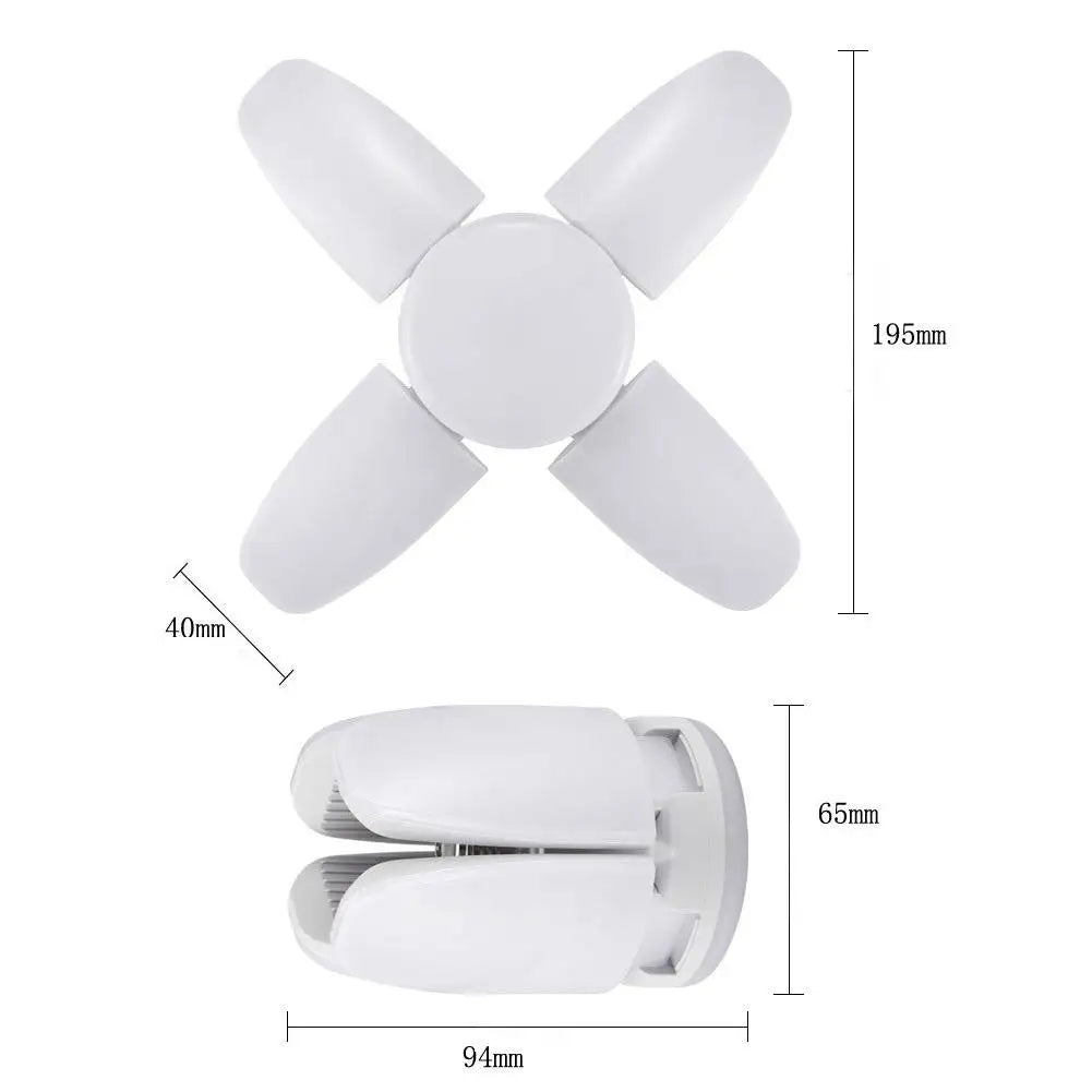 E27 LED 4-Leaf Folding Bulb 28W – Garage & Kitchen Ceiling Light