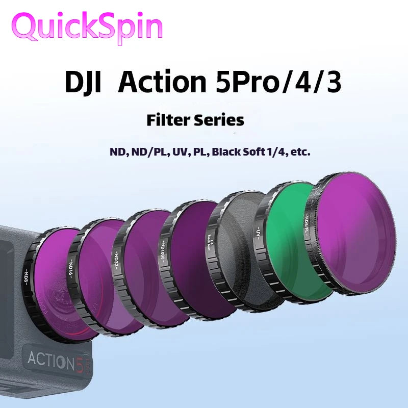 JSR Lens Filters for DJI Osmo Action 5 Pro/4/3 – UV CPL ND Set