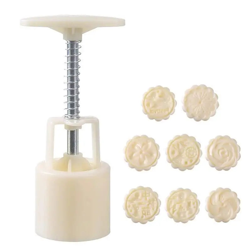 DIY Mooncake Mold Set – 8 Interchangeable Stamps Hand Press