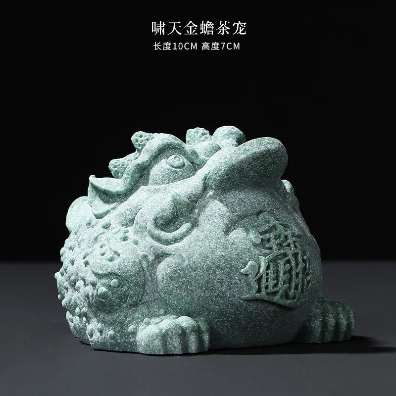 Fortune Comes Creative Pixiu Tea Pet Chinese Style Auspicious Beast Ornament Tea Set Accessory Home Decoration Display Gift Oasis Select Golden Toad Tea Pet 1