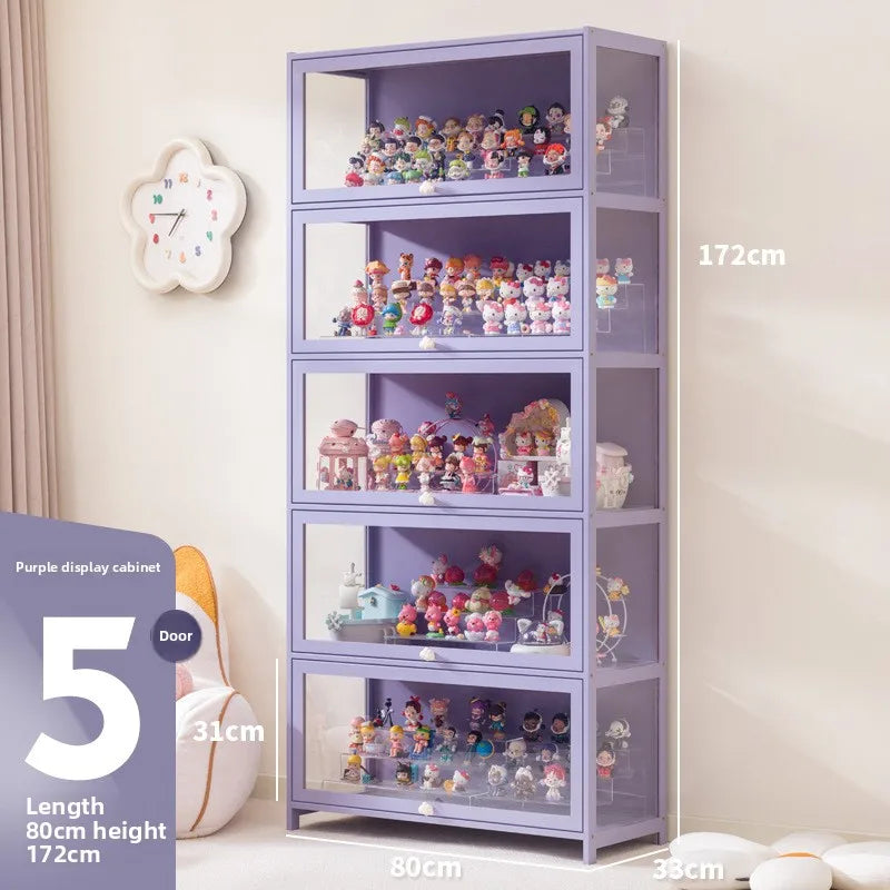 Doll Storage Doll Doll Display Cabinet Transparent Shelf Cotton Plush Display Box Doll Storage Cabinet Oasis Select Five floors 80 long