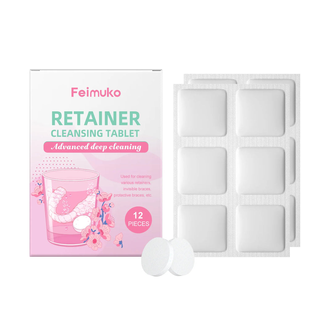 Denture Cleansing Tablet Retainer False Teeth Odor Remover Stains Oral Cleaning Retainer Cleaner for Aligner Mouth Night Guard Oasis Select 12pcs boxed