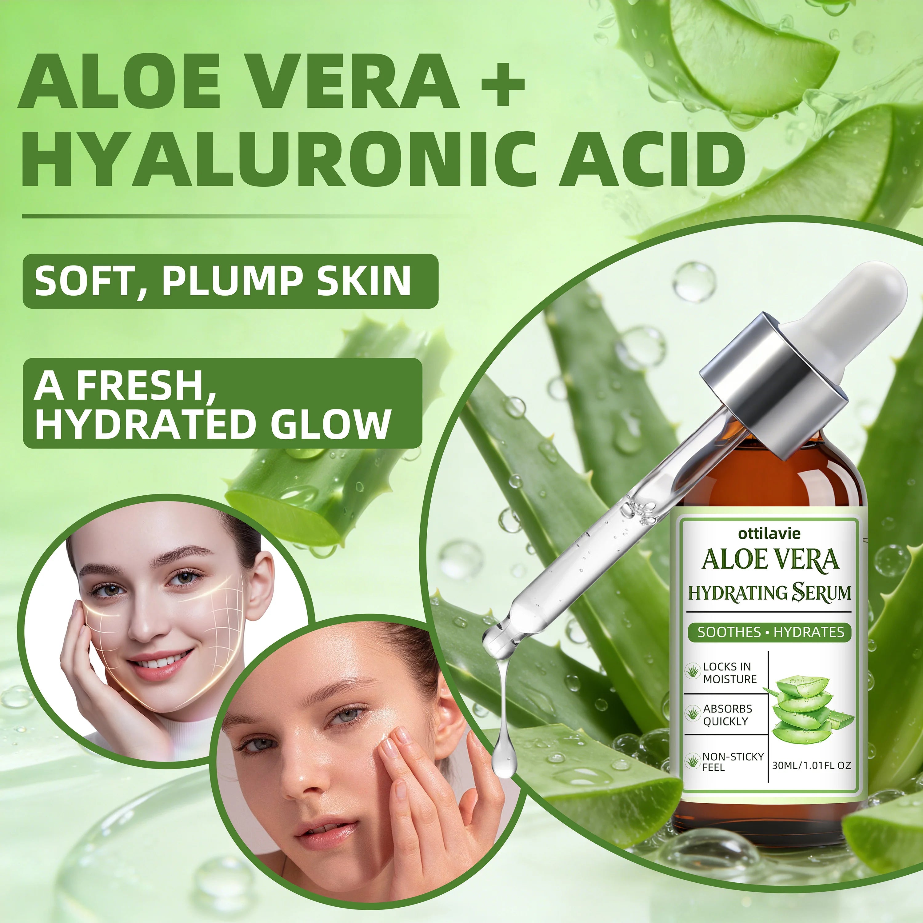 Ottilavie Aloe Vera Hydrating Face Serum – All Skin Types Hydrating Face Serum Oasis Select