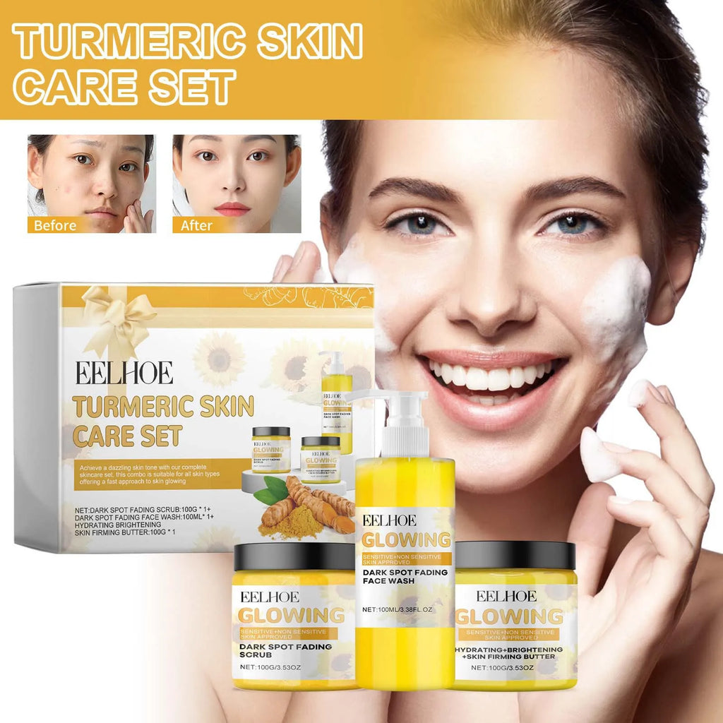 Turmeric Face Skin Care Set Temeric Cream Cleaning Face Wash Oil Control Nourishing Skin Exfolianting Cream Face Purifying Cream Oasis Select