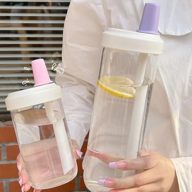 500/800ML Large-capacity Straw Cup, Food-grade Transparent PP Material,Portable Ins Style Water Cup, Juice Milk Tea Cup Oasis Select