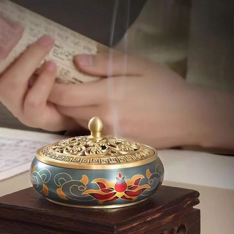 Copper Incense Burner Retro Niche Play Incense Seal Stove Indoor Sandalwood Pan Incense Burner Oasis Select