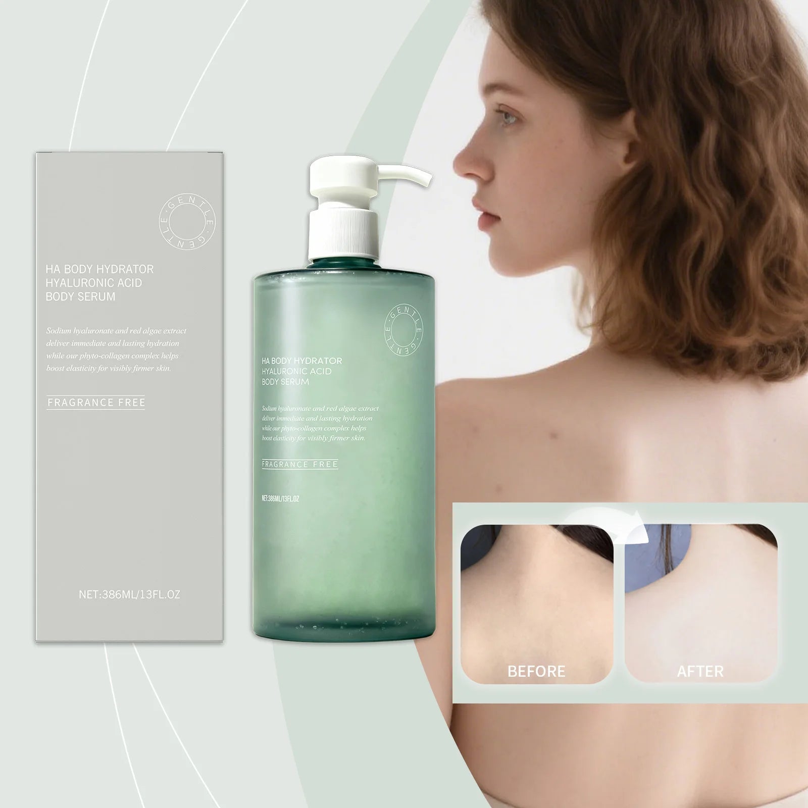 Hyaluronic Acid Body Serum Moisturizing Nourishing Refreshing Non Greasy Fast Hydrating Soft Smooth Care Skin Elasticity 386ml Oasis Select