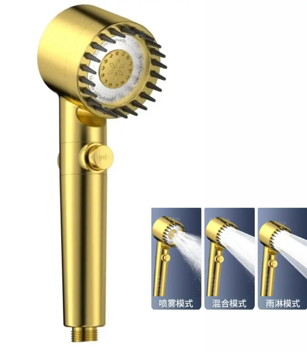 Upgraded Gold Big Panel Large Flow Shower Head Multi Function Adjustable Shower Head High-pressure Water-saving Handheld Shower Oasis Select Gold Shower E