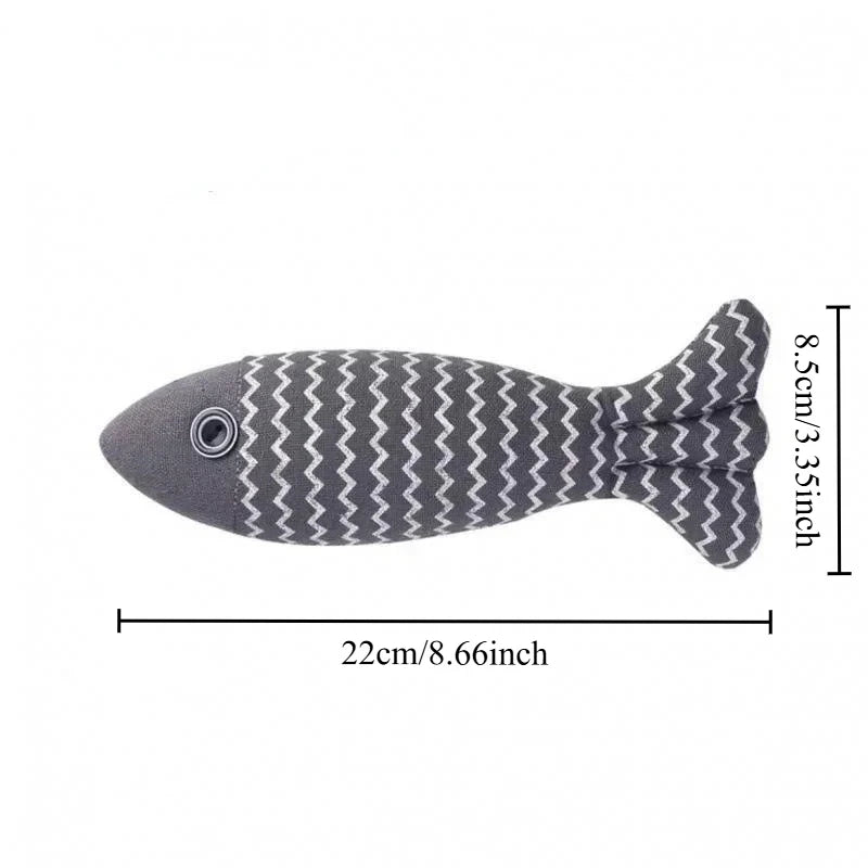 1pcs Interactive Catnip Fish Toys for Cats Plush Kitten Chew Bite Toy with Crinkle Sound Teeth Cleaning Pet Toy for Indoor Cats Oasis Select Grey 22x8.5cm