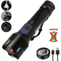 100000LM Ultra Bright LED Flashlight Rechargeable with Flame Ignition&Window Breaker Tactic Torch for Outdoor Camping Adventure Oasis Select 1pcs-no battery