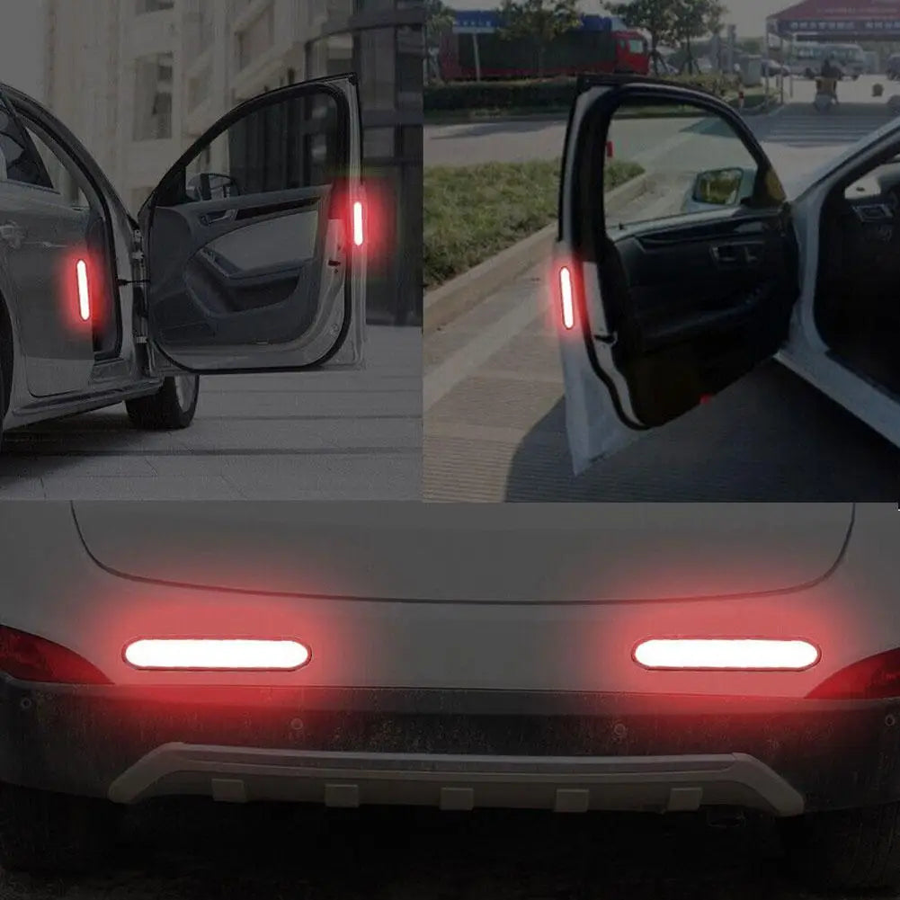 Car Reflective Sticker Car Door Stickers Decal Warning Reflective Tape Strips Red Safety Mark Auto Reflector Stickers Oasis Select