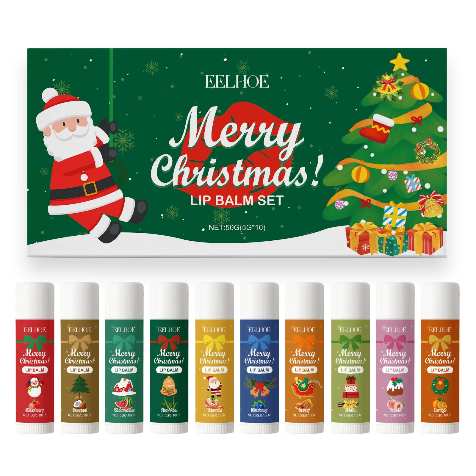 Eelhoe 10-Piece Christmas Lip Balm Gift Set – 10 Flavors Lip Balm Gift Set Oasis Select