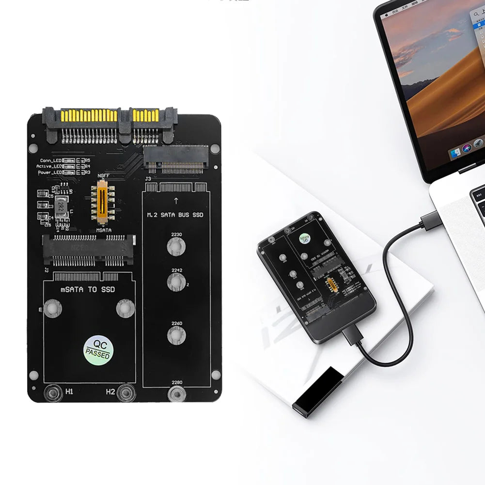 2-in-1 M.2 NGFF & mSATA to SATA3 SSD Adapter Board