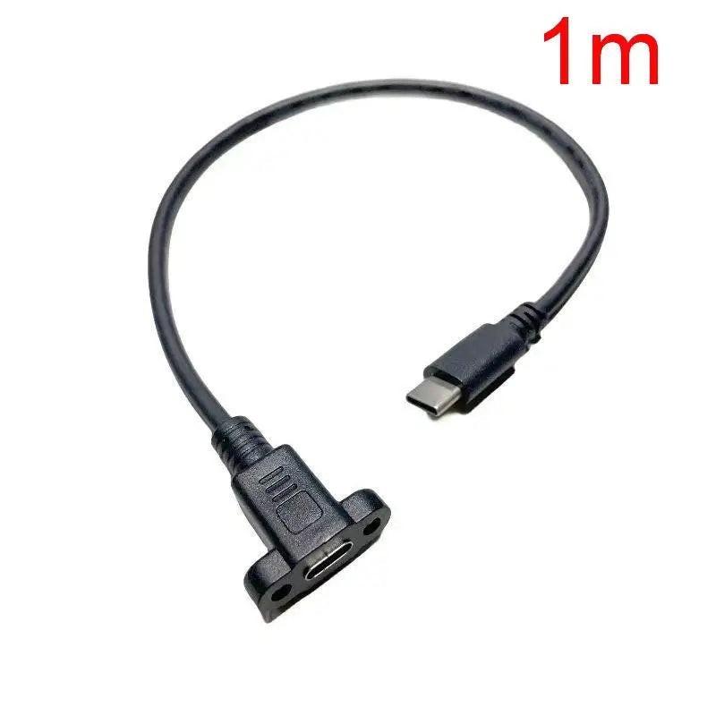 1Pcs Panel Mount Type-C USB-C Male To Female Extension Cable With Screw Hole Lock Connector Cable 0.3/0.5/1/1.5 Meters Oasis Select A3