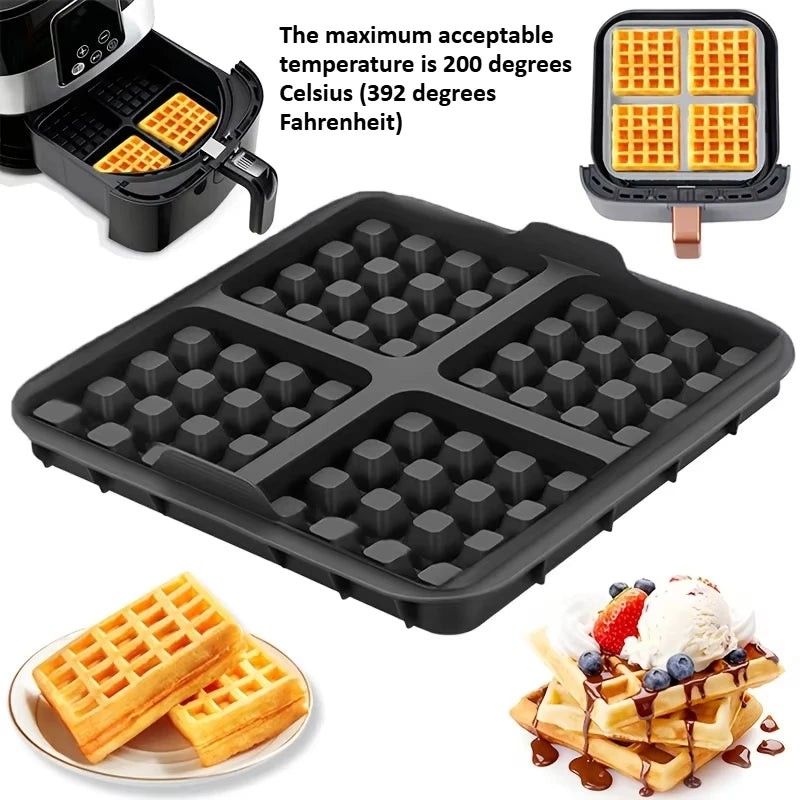 Square Waffle Maker Mold for Air Fryer, Non-Stick Baking Tray Compatible with 4-7QT,for Belgian Waffles,Pancakes,Dishwasher Safe Oasis Select