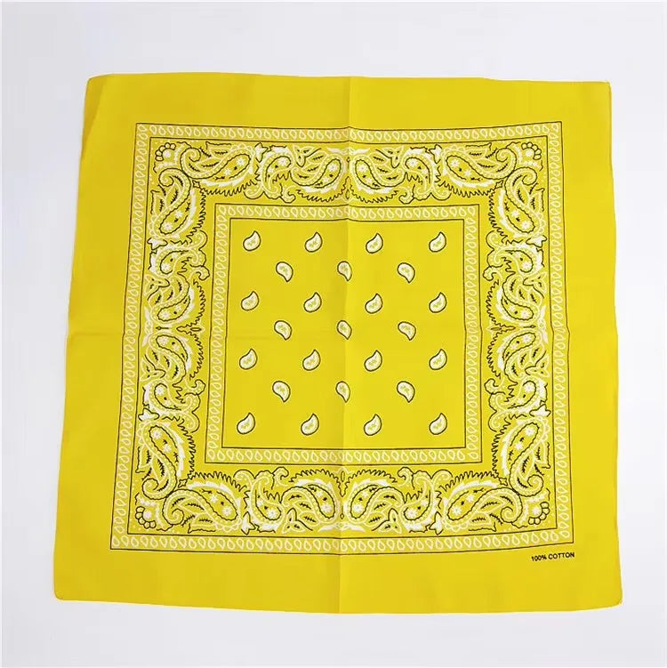 1/2pcs Bandana Kerchief Unisex Hip Hop Black Hair Band Neck Scarf Sports Headwear Wrist Wraps Head Square Print Handkerchief Oasis Select Yellow