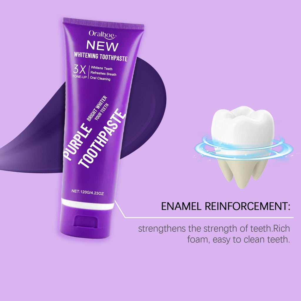 Purple Corrector Toothpaste Remove Tartar Plaque Reduce Yellowing Teeth Deep Cleansing Stains Whitening Tooth Oral Clean Care Oasis Select