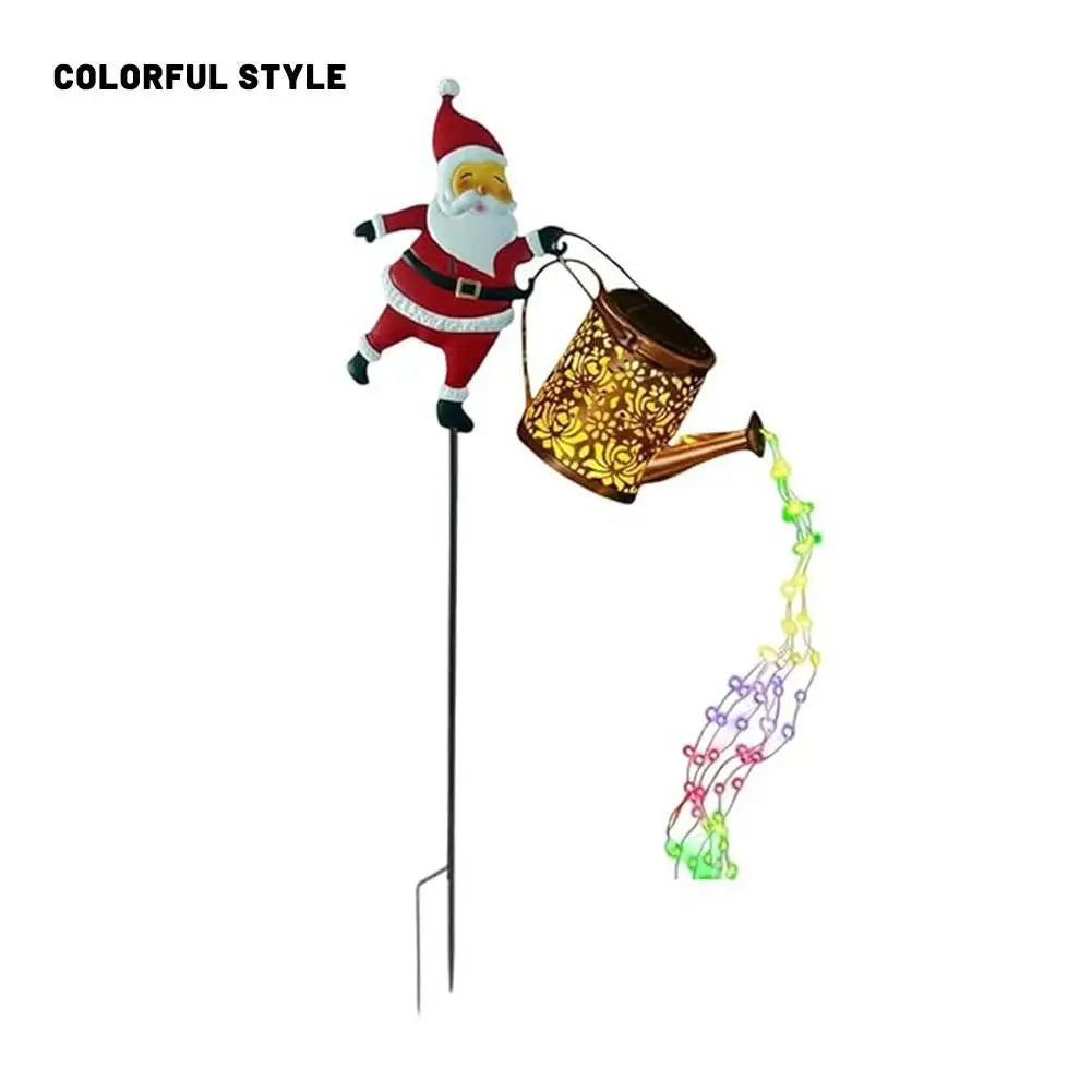 Solar Powered Watering Snowman Lights Vintage Metal Hanging Kettle Lantern Outdoor Garden Decor for Yard Patio Villa Decoration Oasis Select Colored Light