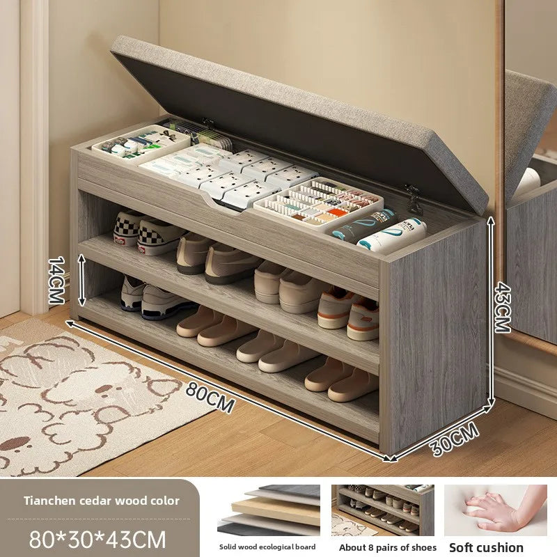 The shoe change stool is at the door the shoe cabinet, the sitting stool is extremely narrow can sit on the shoe rack Oasis Select 17