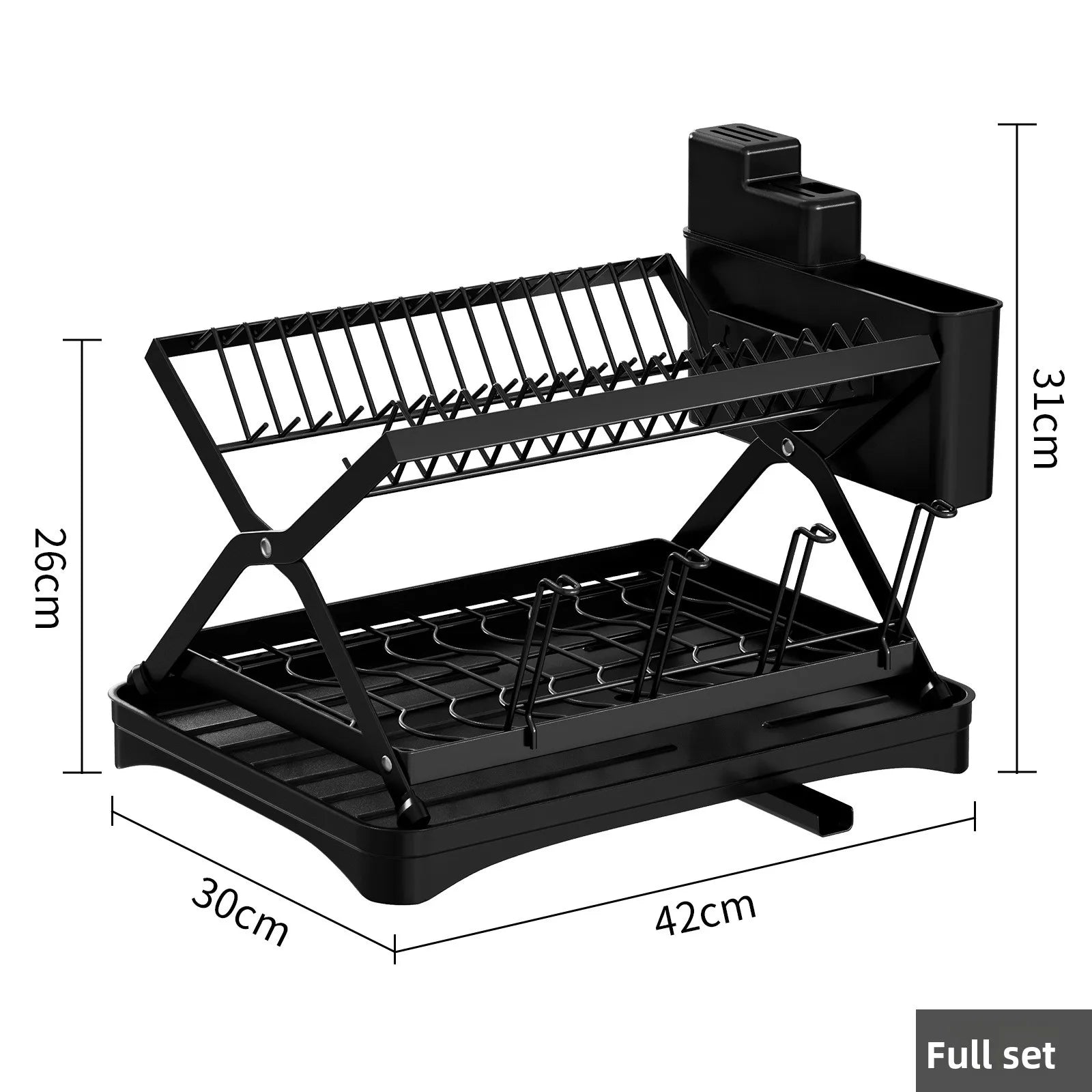Kitchen Storage Dish Rack Foldable Household Multifunctional Storage Drain Dish Rack Oasis Select Black suit