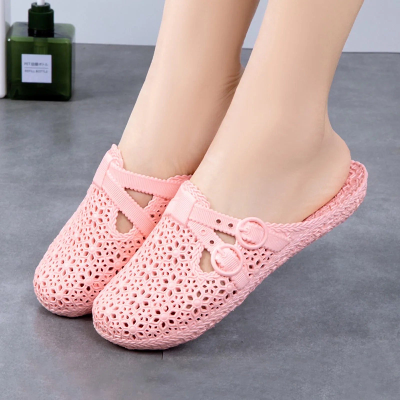 Wrapped Toe Breathable Slippers Women Summer Outer Wear Hole Shoes Home Fashion Casual Hollow Out Slip On Buckle Slipper Female Oasis Select