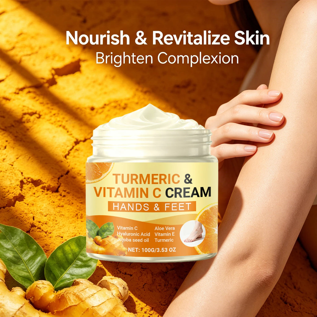Turmeric Vitamin C Moisturizing Cream for Hand and Feet Brighten Skin Tone Repairs Dry Cracked Heels Nourishes Rough Skin Care Oasis Select