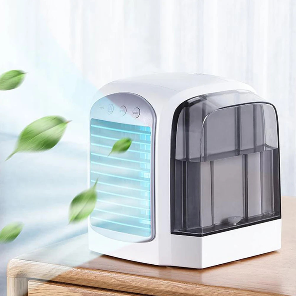 Portable Mini Air Cooler & Humidifier – 380ml USB Desk Fan