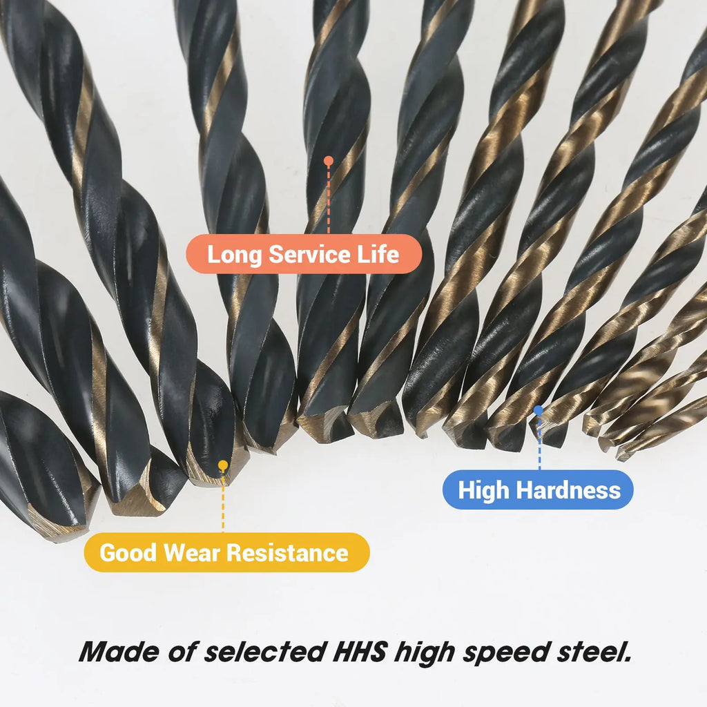 13Pcs High-Speed Steel Drill Bit Hard Metal HSS Twist Bit Stainless Steel Drilling Twist Drill Set with Storage Case Oasis Select