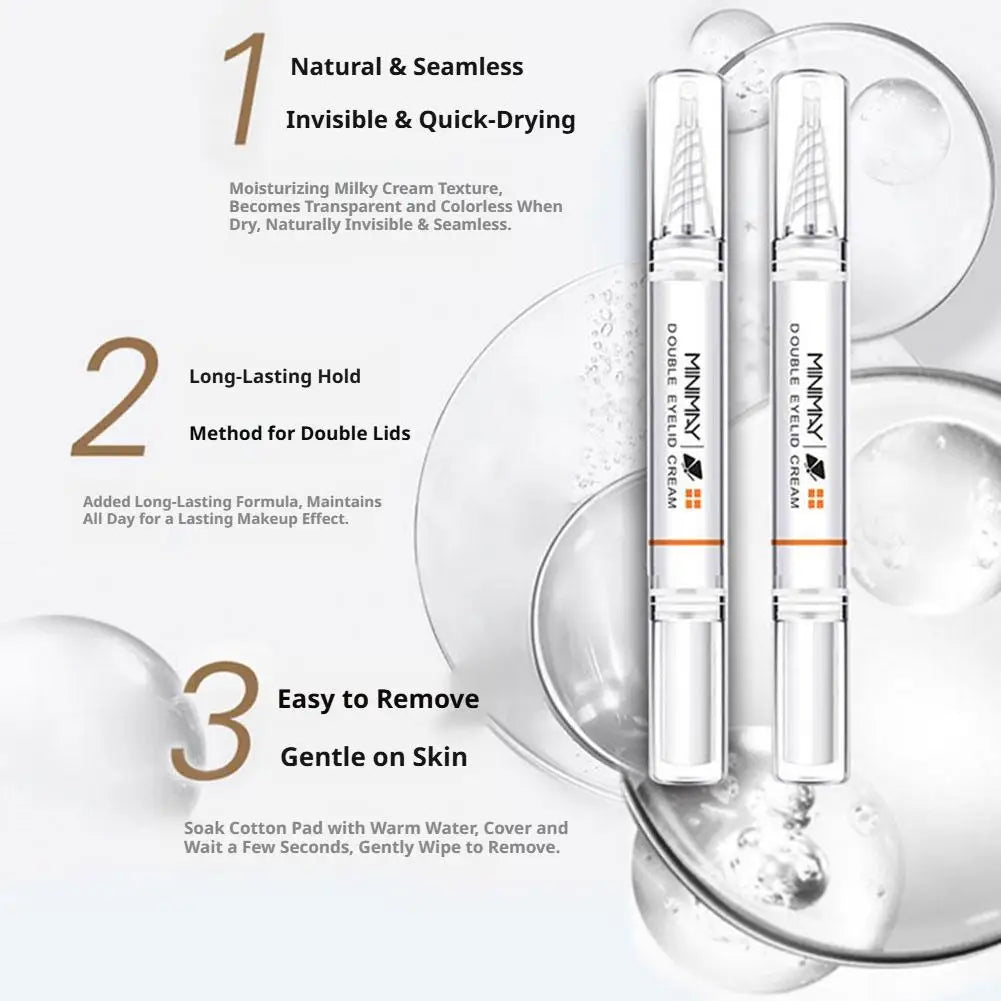 Minimay Invisible Double Eyelid Cream 3g Long Lasting Waterproof Adhesive with Styling Fork Natural Beauty Eye Makeup Tool Oasis Select