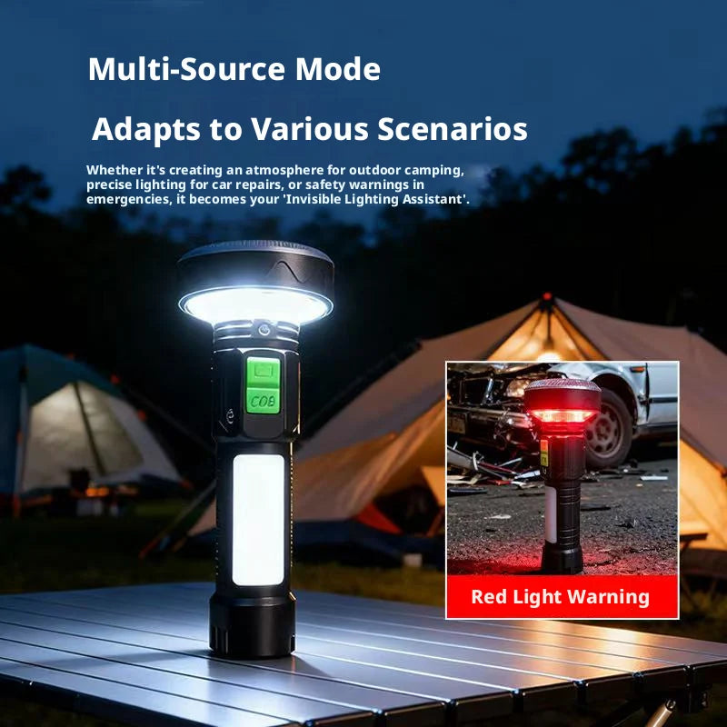 High Brightness Multi-Mode Flashlight with Side Lamp, USB Rechargeable Outdoor Torch Built with Durable Lithium Battery Oasis Select
