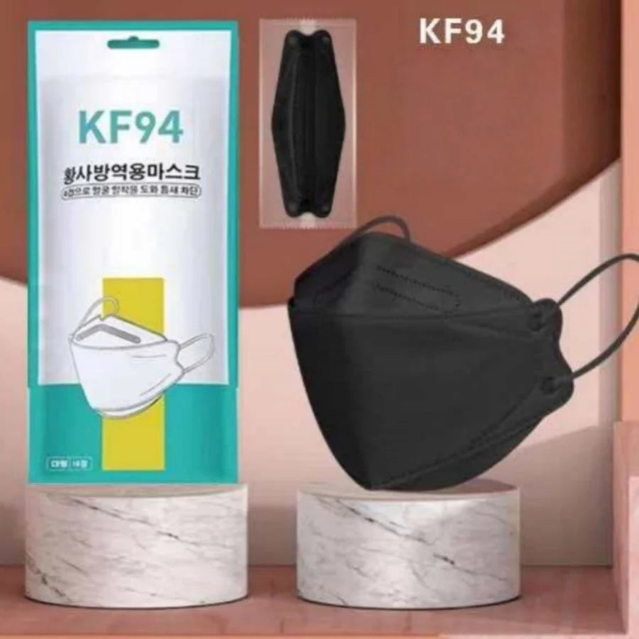 Adult KF94 Face Masks 4 Layers, Premium Melt-Blown Material, Breathable White Black Disposable Masks for Daily Use Oasis Select