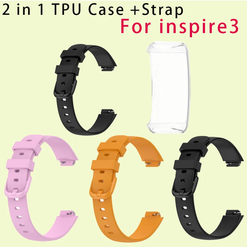 2-in-1 TPU Case & Silicone Strap for Fitbit Inspire 3 Smartwatch Band & Case Oasis Select