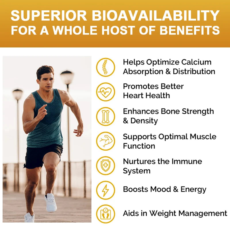 BEWORTHS 4in1 Vitamin D3 Calcium Capsules for Bone Strength Heart Health Immune Support Nerve and Muscle Function Health Oasis Select