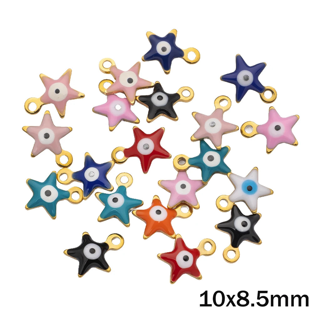20pcs Gold Stainless Steel Moon Heart Star Fish Charms Enamel Pendant for Jewelry Making Findings DIY Necklace Bracelet Bulk Oasis Select A Star